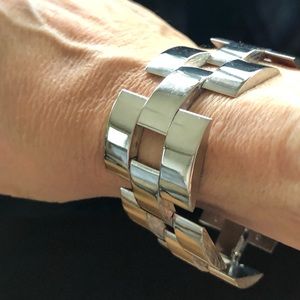 Square link silver bracelet